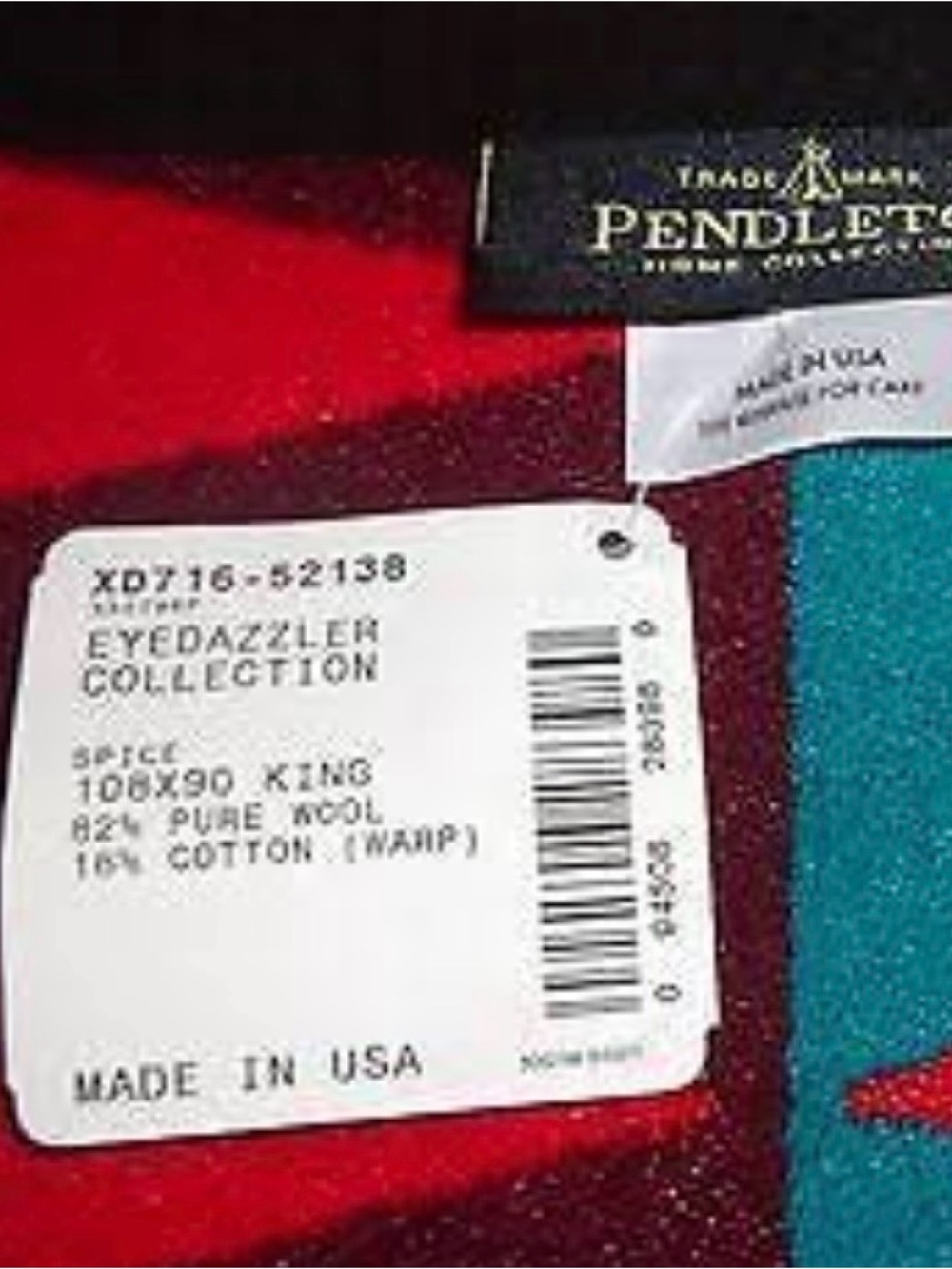 Pendleton Eyedazzler King Size Wool Blanket. Stunning! - Picture 7 of 7